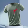 Comercio Exterior Verano Secado Rápido Seda de Hielo Transpirable Casual Cuello Redondo Camiseta Estampada para Hombre Tops de Manga Corta para Exteriores Fitness Running