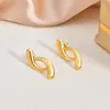 Brincos Hidráulicos de Gota de Óleo Moda Tendência Personalidade Transfronteiriça Ouro 18K Aço Inoxidável Não Desbota Brincos Minimalistas de Alto Padrão