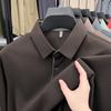 Camisa Polo Fina de Cor Sólida com Gola Lapela para Primavera e Outono Camiseta Casual de Manga Curta/Longa Masculina Top para Negócios Atacado