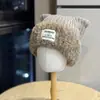 Novo Chapéu de Lã com Orelhas de Gato para Mulheres com Circunferência Craniana Grande, Chapéu Fofo para o Frio para Outono e Inverno, Chapéu de Malha Pelúcia Espessado à Prova de Frio e Quente