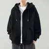 Sudadera cárdigan para hombre, sudadera con capucha de otoño, ropa de color liso, forrada de polar, con cremallera, corte holgado, camiseta deportiva para hombre de otoño e invierno