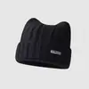 Bonito Gorro de Punto con Orejas de Gato para Mujer, Nuevo Estilo Otoño/Invierno 2026, Engrosado para Calor, Hace que la Cara se Vea Más Pequeña, Circunferencia de Cabeza Grande