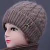 Nuevos Sombreros de Estilo Invernal para Mujeres de Mediana Edad y Mayores, Sombrero de Lana Tejido Cálido con Terciopelo Adicional para Mamá, Sombrero de Algodón Pullover para Señoras Mayores y Abuelas