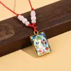 Novo Pingente de Buda Thangka Colar de Vidro Amuleto com Textos Budistas, Joia Retrô Estilo Étnico, Direto da Fábrica