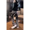 Jeans Masculino Verão 2025 Tendência Estilo Hong Kong Carta Personalizada Hip-Hop Ins Moda High Street Tendência Cool Calças Compridas