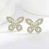 Conjunto de Joias Borboleta de Venda Quente Transfronteiriça Moda de Luxo Anel Colar Brincos de Prata 925 Imitação Conjunto de Joias Banado a Ouro 18K Europeu e Americano