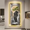 Agua Corriente Atrae Riqueza, Pintura de Luz en la Entrada, Entrada de Nuevo Estilo Chino, Sala de Estar Fantasiosa de Alta Gama, Mural de Pared de Fondo para Pasillo