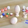 Juguetes de Pintura DIY para Niños Bandeja de Huevos de Madera Copa de Vino de Simulación de Madera Huevos de Pascua Madera Natural Color Graffiti Adornos de Madera