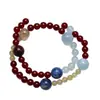 [Sello Azul de Cristal Rojo] Pulsera de Cuarzo Rutilado Dorado de Cristal Natural para Mujeres, Versátil Cristal Blanco Regalo Cristal al por Mayor