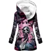 Gabardina para Mujer, Estilo Europeo y Americano, Abrigo con Capucha Engrosado de Invierno con Estampado de Copos de Nieve 3D, Venta al por Mayor, Corte Ajustado para Figuras Petite