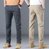 Pantalones Casuales Nuevos para Hombre de Primavera y Verano, Lujo Accesible de Moda Caqui Versátiles de Moda Algodón Puro Elásticos Juveniles Largos