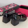 Zapatos Mary Jane de Tacón Grueso y Suela Gruesa con Correa Única de Estilo Francés para Mujer 2025 Verano Nuevo Versátiles con Lazo Zapatos Pequeños de Cuero de Tacón Alto