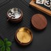 Cenicero de Acero Inoxidable Cenicero para Hogar Oficina con Tapa Anti Ceniza Volátil Creativo Nórdico Madera Maciza Dorado Redondo Vaso para Cigarrillos