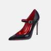Novos sapatos de salto alto de cor sólida para mulheres, importados da Europa e América, para o AliExpress, elegantes e versáteis, com saltos finos, bico fino e design de tira, sapatos de moda feminina