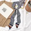 Bufanda Pequeña de Seda para Mujer Estilo Coreano Versátil Letra Geométrica Cinta Diadema Larga Estrecha Elegante de Moda Bufanda Decorativa Multifuncional