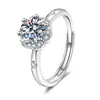 Anillo de Plata de Ley S925 Flor Bud Creativa Moissanita de Un Quilate, Elegante y de Moda, Joyería de Mano Clásica de Lujo Ligero