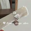 Joyería Coreana de Industria Pesada Simple Plata Brillante Plata de Ley 925 Anillo Abierto Asimétrico Textura Plana Para Mujer de Gama Alta