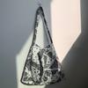 Bolsa de Ombro Estilo Coreano Dupla Camada, Escolha de Influenciador, Estampa de Leopardo, Veludo Cotelê e Lona, Bolsa de Verão Artística para Estudante