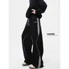 Calça comprida casual artística versátil nova estilo Harajuku, moderna e chique, com uma estética japonesa relaxada e trendy, em preto