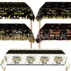 En stock 2027 nuevo estilo negro y dorado blanco y dorado tema fiesta de feliz año nuevo mantel de año nuevo suministros desechables