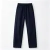 Novas Calças Casuais de Algodão Macio e Felpudo Outono Inverno Femininas Cintura Elástica Cordão Longas Retas Versáteis Perna de Tesoura Perna Larga Calças Femininas