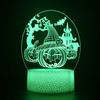 Luz Nocturna 3D de Halloween Visión Estéreo Colorida Control Remoto USB Enchufe Lámpara de Mesa Acrílica Lámpara de Ambiente de Calavera