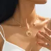 1 Pieza de Collar Colgante de Luna y Estrella Dorada para Mujer, Cadena para Clavícula de Lujo Ligero de Nicho de Gama Alta, Moderno y Elegante