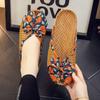 Novas Sandálias de Palha Rattan Tecidas em Linho Verão Femininas Estilo Coreano com Laço Sandálias de Bambu Sandálias Frescas para Casa