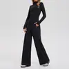 Conjunto Fitness Esportivo Lu 2026 Novo Outono/Primavera Jaqueta Casual para Corrida Conjunto para Treino Yoga Calça Flare de Pernas Largas