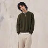 Diseño de Nicho Perezoso Retro Americano Cuello Henry Ropa de Punto Holgada para Hombres y Mujeres Top de Punto Color Albaricoque