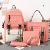 Nueva Mochila Escolar Estilo Coreano Harajuku ulzzang Mochila de Cinco Piezas Gran Capacidad Mochila Escolar Portátil para Estudiantes de Primaria