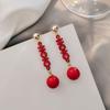 Pendientes Felices Estilo Chino para Mujer, Nuevos Pendientes Rojos de Flor Festivos para Boda, Pendientes Dulces y Accesorios para Orejas