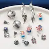 Plata de Ley Epoxy Azul Quemado Escama de Hoja Anillo Doble Colgante Accesorios de Tres Vías Retro DIY Material de Abalorios Hecho a Mano Joyería
