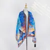 Nuevo Chal de Seda Estampado de Moda con Diseño Floral para Mujer, Bufanda Fina de Seda para Primavera y Otoño, Año Nuevo 2026