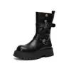 Botas Martin de suela gruesa para mujer 2026 nuevas botas Maillard de otoño e invierno con hebilla de cinturón, botines de estilo británico que aumentan la altura para mujer