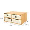 Conejo Diseño Multicapa Bambú Organizador Escritorio Creativo Oficina Cosméticos Joyería Caja Almacenamiento Caja de Almacenamiento Joyería Oficina