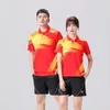 Conjunto de camiseta de manga curta e calça para tênis de mesa esportivo atacado conjunto de roupa de badminton transfronteiriça para homens e mulheres para corrida
