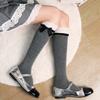 Meias de panturrilha lolita de renda com laço lateral para outono e inverno para crianças meias de panturrilha lolita de algodão puro