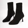 Elegantes botines calcetín nuevos de punta fina para mujer, con tacón fino, estilizan y son versátiles, botines cortos de tacón alto para otoño e invierno, modelo nuevo para adultos