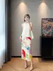 Falda Plisada Miyake, Estampado Artístico Color-Blocking Estilo Miyake, Artículos Físicos Disponibles para Suministro, Falda de Artículos Japoneses, Coreanos y Europeos