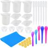 Conjunto de ferramentas de ajuste de cola de gota de cristal de resina epóxi almofada de silicone copo medidor haste de agitação