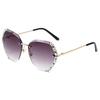 Nuevas Gafas de Sol sin Montura de Moda Lentes de Polígono de Diamante Gafas de Sol para Mujer Personalizadas Película Oceánica Gafas Degradadas