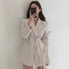 Traje de Hermana Real Francesa Ligero y Maduro de Dos Botones Chaqueta con Cuello para Mujer Coreano Chic Cintura con Cordones Estilo Británico Traje Profesional