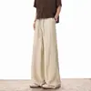 Pantalones de lino de seda helada con patrón de espiga de corte relajado para hombre, estilo fino de verano, estilo old money, transpirables, holgados, con caída, pierna ancha