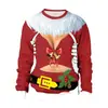 Europa Transfronteriza Sudadera con Capucha Redonda Divertida de Papá Noel Impresión 3D para Hombre Primavera Otoño Holgada Manga Larga Pulóver Comercio Exterior