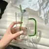 Taza Cuadrada de Vidrio al por Mayor con Separación de Té y Agua, Taza con Popote, Taza Transparente de Vidrio de Borosilicato Alto, Resistente a Altas Temperaturas