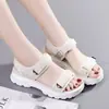 Nuevas Sandalias de Suela Gruesa de Verano para Mujer con Correas de Velcro, Zapatos Casuales de Playa Antideslizantes de Suela Suave, Zapatos Planos de Mujer, Estilo Cómodo