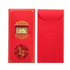 Envelope de felicitações de Ano Novo com folha de ouro imitação para o Ano do Carneiro, apresentando o design "Três Carneiros Trazem Prosperidade", feito de papel tátil, é um presente para dinheiro de Ano Novo