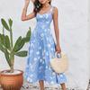 Tirantes de comercio exterior transfronterizos vestido Europa y Estados Unidos sexy estampado sin espalda cuello alto ajustado A vestido largo