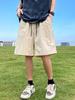 Verano 2025 Marca de Moda Americana Pantalones Cortos para Hombre de Secado Rápido Casual de Cinco Puntos Pantalones Medianos de Seda Helada Versátiles Pantalones de Playa para Hombre